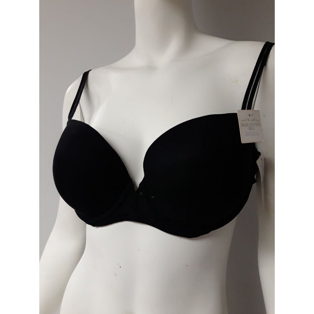 On Gossamer Demi Plunge Bra Black Size 32 B NEW WITH TAGS!